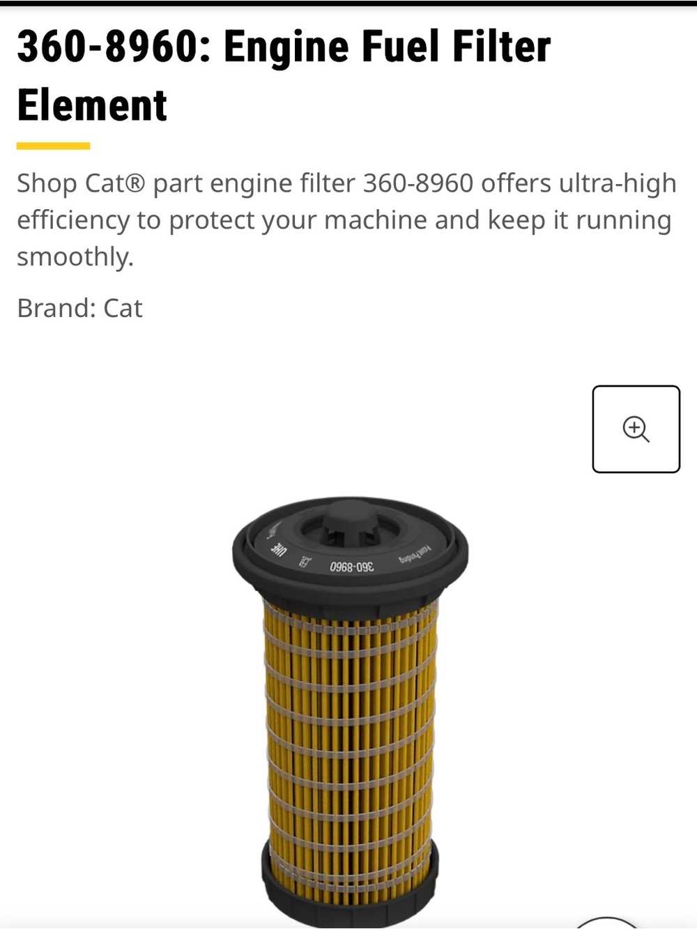 CAT 360-8960 Engine Fuel Filter Element Caterpillar NIB Heavy Equipment Parts
